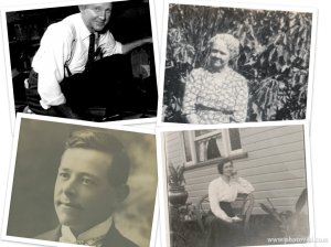 My maternal grandparents (top row) and my paternal grandparents as young people (bottom row)